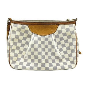 Louis Vuitton Azur Shoulder Crossbody Bag Damier White White Siracusa Canvas